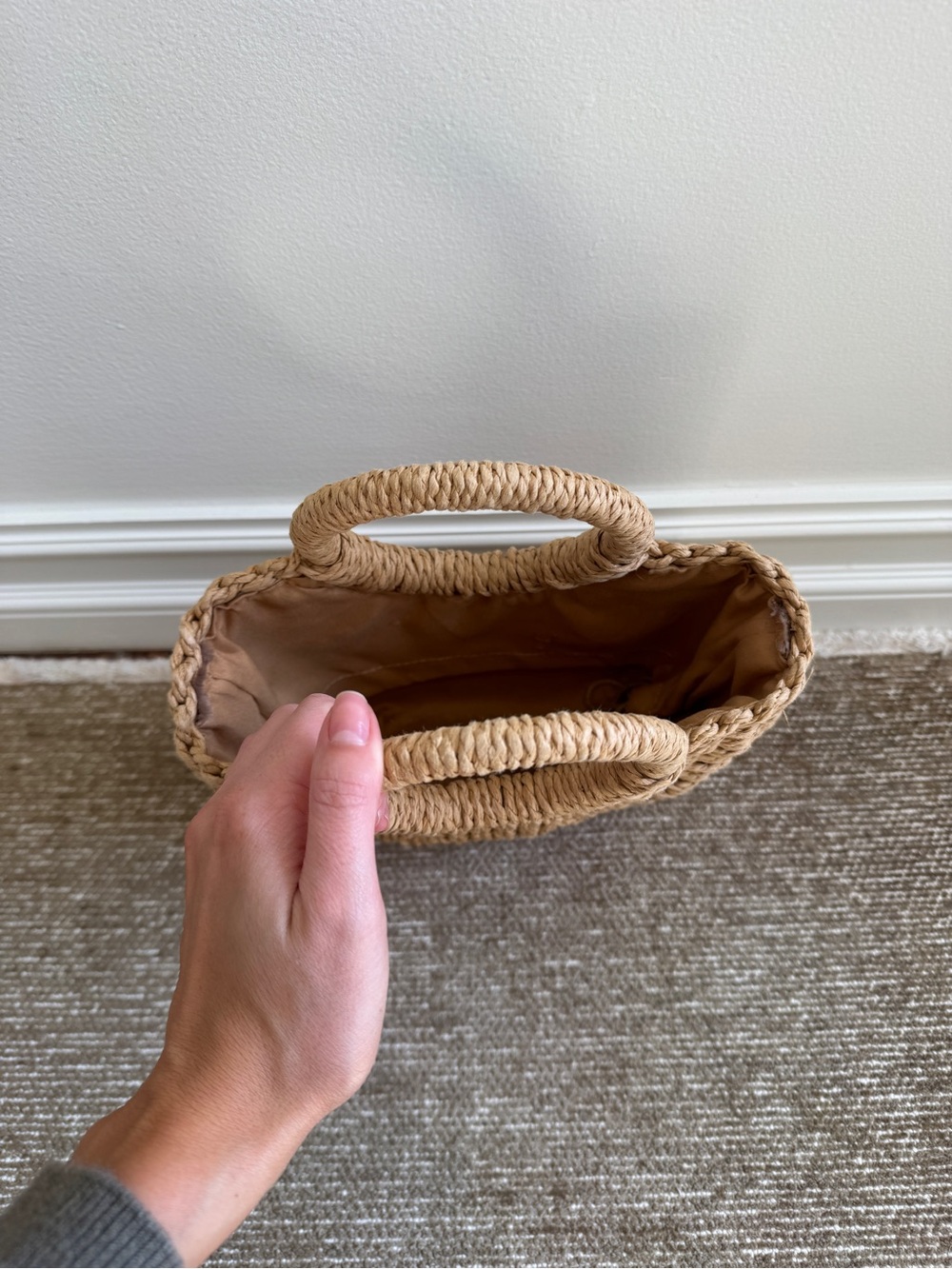 Woven Round-Handle Straw Tote - Natural - Picture 6 of 6